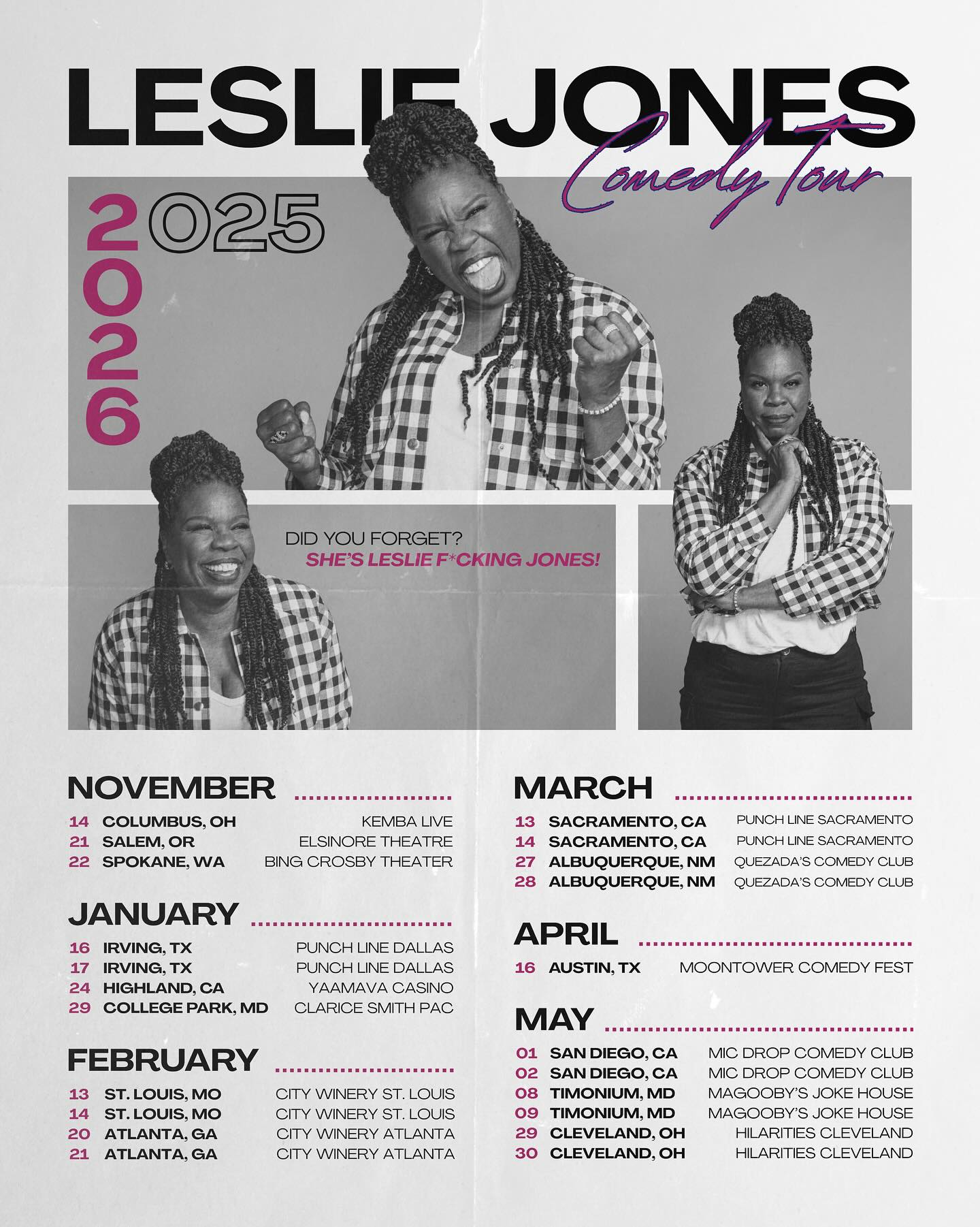 Leslie Jones: Live Tour Poster 2026